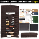 WUTA Leather Craft Tools Kit, Complete Leather Working Supplies with Cutting Knife, Edge Beveler, Stitching Kit, Thonging Knife, and DIY Patterns, Storage Roll for Beginners & Professionals (74pc set) — 3