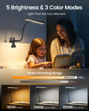Glocusent 11.3"Wide Coverage Desk Lamp with Clamp,57 LED Clip on Desk Light — 3
