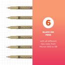 Sakura Pigma Micron Fineliner Pens - Archival Black Ink Pens - Pens for Writing, Drawing, or Journaling - Assorted Point Sizes - 6 Pack | 6 Count (Pack of 1) | Ink Pen Set — 2
