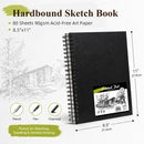 Conda 8.5"x11" Hardbound Sketch Book, 80-Sheets 90gsm Double-Sided Hardcover Sketchbook, Spiral Sketch Pad, Durable Acid Free Drawing Art Paper for Adults | 8.5"x11" 1 Pack | Black — 2