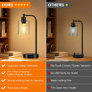 Industrial Touch Control Table Lamps Set of 2 - Black Bedside Lamps with 2 USB Ports and AC Outlet, 3-Way Dimmable… — 2