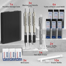 WUO 0.9 mm Mechanical Pencil Set with Eraser Pen Storage Case, 3 PCS | Black 3 - 0.9mm (3 Pack) — 8