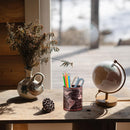 Black World Map Pencil Holder for Desk, PU leather Pencil Cup, Globe Pen Holder for Desk Office Supply Organizer PH46 — 3