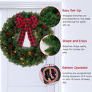 24 Inch 2FT Christmas Wreath, 30 LED Lights Christmas Wreaths for Front Door with Bow Red Berries Pine Cones, Prelit Timer Home Decor, Xmas Wall Windows Decorations Indoor Outdoor — 3