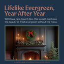 Flexible Flyer Battery Operated Wreath for Front Door. Pre-Lit Evergreen Xmas Lighted Holiday Christmas Outdoor Timer, 24", Red Ribbon Bow — 3