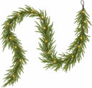 9Ft Christmas Norfolk Pine Garland+20 LED Lights Battery Powered for Mantle — 1