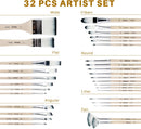 Artecho 32 Pcs Acrylic Paint Brushes Set with Case — 3