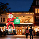 Christmas Inflatable Santa Claus, Outdoor Decorations Sitting Santa Claus Build-in LED Lights, Blow Up Santa Carrying Gift Bag Sitting Roof Yard Patio Bench Shrubs Tree Chair (Red, 8FT) — 7