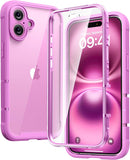 Diaclara Designed for iPhone 16 Case, Upgraded [Full Camera Protection] Full Body Rugged Bumper Case with Built-in Screen Protector, Rose Pink — 1
