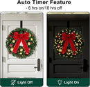 24" Christmas Wreath with LED String Lights and Ball Ornaments- Artificial Pine Prelit Christmas Door Wreath Garland Battery Operated with Timer - Including Wreath Hanger, Ornaments Decorations — 5