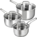 MICHELANGELO Stainless Steel Pots Set - 1QT & 2QT & 3QT Stainless Steel Sauce Pan with Lid, Induction Saucepan Set,… — 1