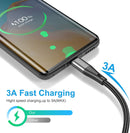 USB A to USB C Cable 3Pack 10Ft Fast Charging 3A Long Nylon Braided Cord 3