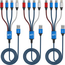 4-in-1 Multi Charging Cable (3-Pack, 6FT) - Dual USB-C, Lightning, Micro 1