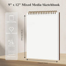 MOFUNY Mixed Media Sketchbook 9x12, Drawing Paper Pad 60 Sheets_98lb/160gsm | Burgundy | 9" x 12" (Pack of 1) — 2