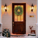 8 Modes & Timer - 24" Lighted Christmas Wreaths for Front Door with 50 LED, Real Touch Norfolk Pine Wreath Cedar&Cypress Tips Pinecones Berries Artificial Xmas Door Wreath for Home Indoor Wall Window — 6