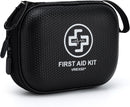 Mini First Aid Kit - 150 Piece Small Waterproof EVA Hard Shell Case | Black | 6.4" x 4.9" x 2.7" — 1