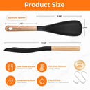 2-Pack Silicone Cooking Spoons with Wood Handle & S-Hooks - Heat Resistant 446°F Spoonula for Nonstick Cookware -… — 2