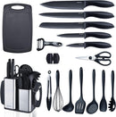 RAXCO Kitchen Utensils Set,18-Piece Cooking Utensils and Knife Set,Black — 1