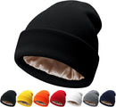 NPQQUAN Satin Lined Beanie for Women Silk Lined Beanies Winter Warm Hats — 1