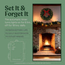 Flexible Flyer Battery Operated Wreath for Front Door. Pre-Lit Evergreen Xmas Lighted Holiday Christmas Outdoor Timer, 24", Red Ribbon Bow — 5