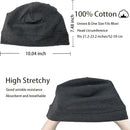 vidsel 100% Cotton Skull Caps Beanie Night Cap Sleep Hats for Men Women - 2 Black & Dark Grey — 2