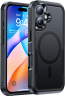 Magnetic for iPhone 16 Case Rugged Dual-Layer Shockproof Black photo 1