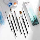 Watercolor Brush Set, Fuumuui 7pcs Professional Sable Paint Brushes with Extended Needle, Round Point, Flat, Dagger, Cat's Tongue for Watercolor, Acrylic, Gouache – Detail & Wash Painting | Black7 — 6