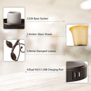 Touch Control Leaf Vintage Table Lamp with 3-Way Dimmable 2 USB C+A Ports — 7