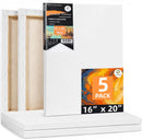 Conda Stretched Canvas for Painting 16x20 Inch, 5Pack Primed Large Canvas for Painting, Acid-Free Cotton 5/8 Blank Canvases, Value Bulk Pack for Acrylic Paint,Watercolor, Oil Paint | 5Pack,16"x20" — 1