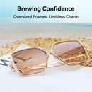 Dollger Oversized Square Sunglasses for Women Big Large Wide Trendy Shades | C: Brown Frame Brown Lens — 2