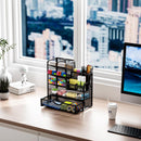 Marbrasse Mesh Pen Holder for Desk, Multi-Functional Pencil Organizer with Drawer, Desk Organizers and Accessories for Office Art Supplies (Black) — 4