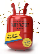 Party Factory – Helium Tank - for up to 30 assorted balloons (latex, LED & foil) – Party birthday decoration disposable gas cylinder – bendable filling valve – For decorative occasions | 1 Pack — 1
