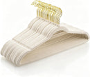 Heavy Duty Velvet Hangers 30 Pack - Non-Slip, Space-Saving Clothes Hangers for Coat/Suit with 360° Rotating Gold Hooks, Durable Premium Felt Hanger for Closet Organization- Ivory — 1