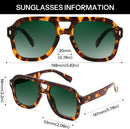 FEISEDY Retro Thick Aviator Sunglasses for Women Men, Large Vintage Shades | Leopard - Dark Green | 53 Millimeters — 7