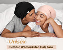 YANIBEST Slouchy Beanie Hat Satin Lined Sleep Cap Satin Bonnet Chemo Headwear Caps for Women and Men Pure Black — 5