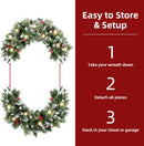 HipTree 24 Inch Lighted Christmas Wreaths for Front Door with Lights — 4