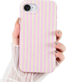 Cute Striped Case for iPhone 16e/17e 6.1",Pink/Yellow — 1