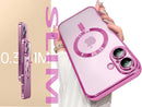 Magnetic for iPhone 16 Plus Case with Privacy Screen Protector & Full Camera Cover,[Non-Yellowing] Plating Shockproof Clear Phone Case with Women Girls for iPhone 16Plus 6.7",Hot Pink — 6