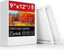 ESRICH Stretched Canvas for Painting, 8 Pack 9x12 Inch Canvas Value Pack,Primed Acid-Free Cotton Blank Canvases, Painting Canvas for Oil & Acrylic Paint. | 9X12IN 8 Packs — 1