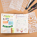 30 PCS Journal Stencils, Planner Stencils for Junk Journal Notebook Diary Scrapbook DIY Drawing Template Journal Stencil 4x7 Inch — 5