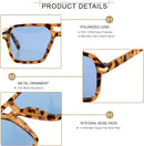 Retro Square Aviator Polarized Sunglasses Womens Mens Vintage Pilot Shades | Yellow Tortoise | Polarized Light Blue — 4