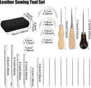 Leather Sewing Kit, Professional Leather Repair Kit with Upholstery Thread, Sewing Awl Hand Sewing Punch Stitching Needles for Craft DIY Tool (B Style) — 2