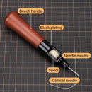 WUTA Repair Stitch Kit Leathercraft Stitch Awl Tool with 5 Pcs Small Chrome-Plated Needle, for Leather, Belt, Canvas, Fabric, Bag Repair Professional Stitcher Leather Craft Tool | Basic (Stitch Awl Kit+3 Colors Wax Thread) — 4