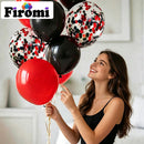 Firomi Red and Black Latex Balloons 12 Inch 70 pack Set (with 2 Ribbons) | D03-black Red | 12 inches — 3