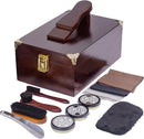 10 Pcs Deluxe Shoe Shine Box Set & Shoe Care Polish Kit with Foot Rest, Wooden Care Tools Storage Box Perfect for Multi- Leather Shoes — 1