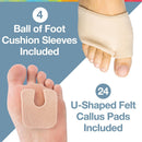 ZenToes Metatarsal Sleeves with Gel Cushions and Self-Adhesive U Shaped Felt Callus Pads - Bundle for Ball of Foot Care - Size Small, Beige 5