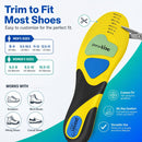 Gviipk Upgraded Plantar Fasciitis Insoles, 240lbs Heavy Duty Work Boot Insoles for Men, Arch Support Orthotics Inserts, Athletic Gel Shoe Inserts for Pain Relief, Flat Feet, Standing All Day - L - Blue Yellow — 7