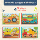 B. toys Wooden Puzzle Set, Pack o' Puzzles Trucks, 4 x 12 Pieces, Wood Toys — 5