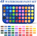 GETHPEN 48 Colors Watercolor Paint Set, 3 Brushes 1 Water Color Brush pen | Blue — 2