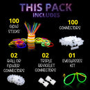 Ammy Glow Glow Sticks (205 Pcs Kit) Bulk Party Pack-100 Pack Glow Sticks with Connectors & Glasses- Party Favors for Kids 8-12- Neon Glow in The Dark Party Supplies for Birthdays & Events — 2